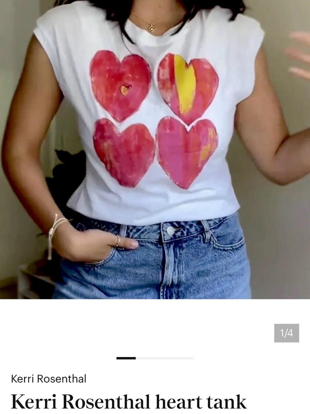 Rosenthal White Tank with Pink and Yellow Heart Print